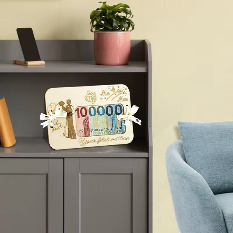 DUTRIEUX Holzgeldbörse Ihre erste Million als kreative Desktop-Dekoration in Beige - Bild 1