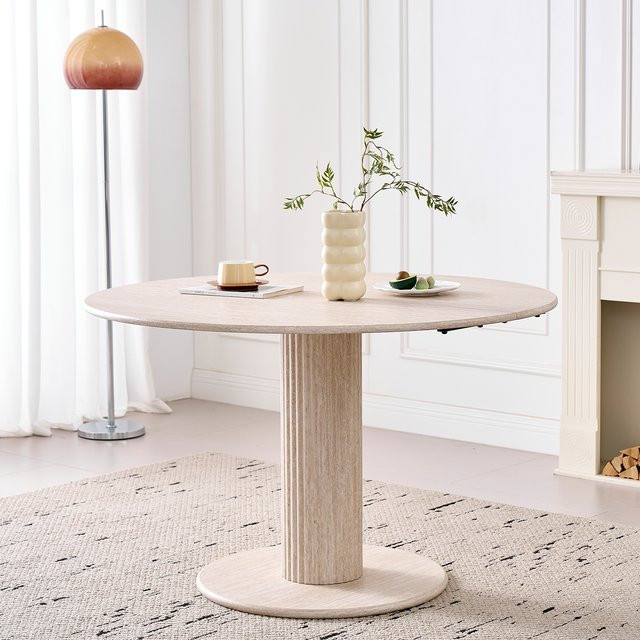 Moderner runder Esstisch aus massivem Holz von GrandCA HOME in Black für 4–6 Personen - Bild 1