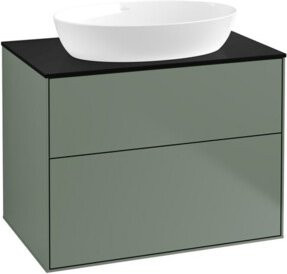V&B Waschtischunterschrank Finion mit Wandbeleuchtung, Breite: 80 cm, Tiefe: 50,1 cm, Farbe: Blau lackiert - Bild 1