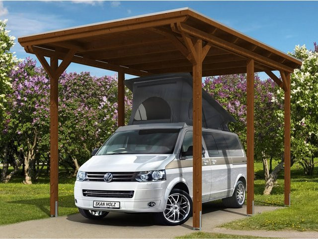 Skanholz Carport Emsland 1 in Nussbaum Braun B/T: 404 x 604 cm - Bild 1
