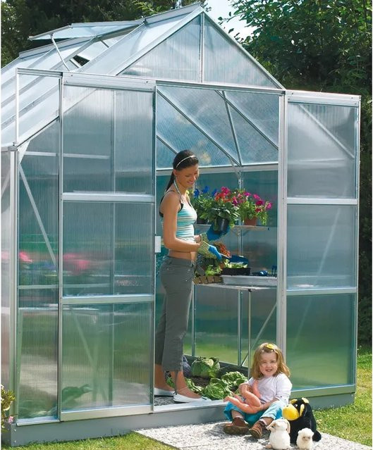 Vitavia Erweiterungsset für Doppelschiebetür passend für Gewächshäuser Merkur und Meridian 1, Farbe Alu Blank, Breite: 60 cm, Höhe: 175 cm - Bild 1