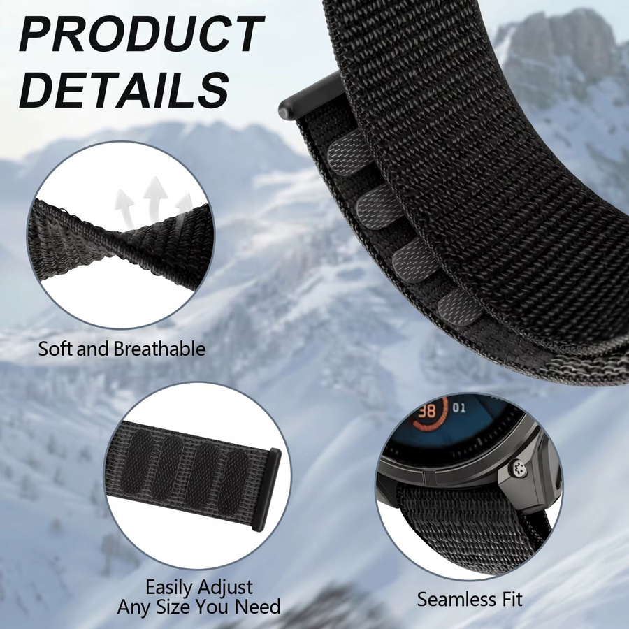 Garmin Uhrenarmband Nylon, Klettverschluss, 20 22mm, Unisex - Bild 4