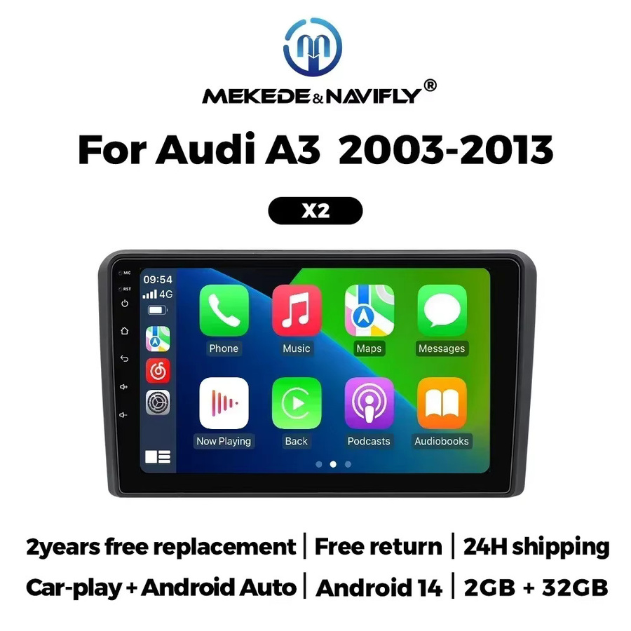 NAVIFANS Android 14 Autoradio Stereo für Audi A3 8P 2003-2012 und S3 2006-2012 sowie RS3 in Schwarz mit Carplay und 2Din Multimedia Video Player - Bild 2