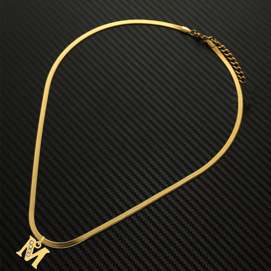Halskette Edelstahl, Gold, Zirkonia, Initialen Anhänger, Damen - Bild 4