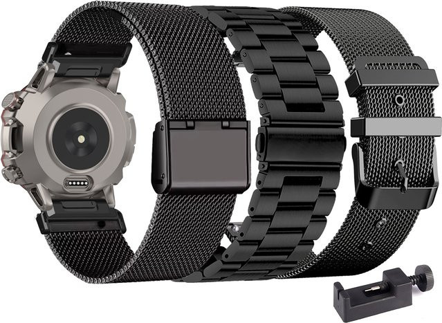 DAINU Uhrenarmband Edelstahl, Schwarz, Unisex, COROS VERTIX 1, Amazfit Falcon - Bild 1