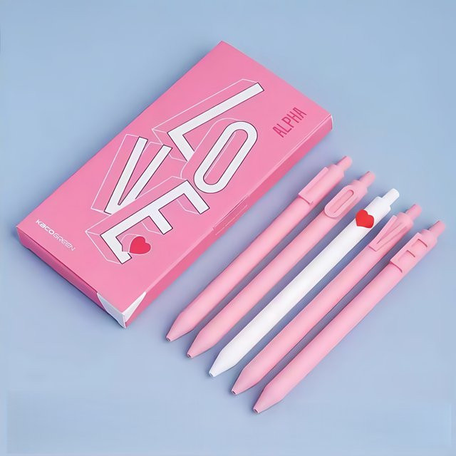 Letter Love Gelstifte Set mit 5 Stück, schwarze Tinte, 0,5 mm feine Spitze, Farben: Schwarz und Pink - Bild 1