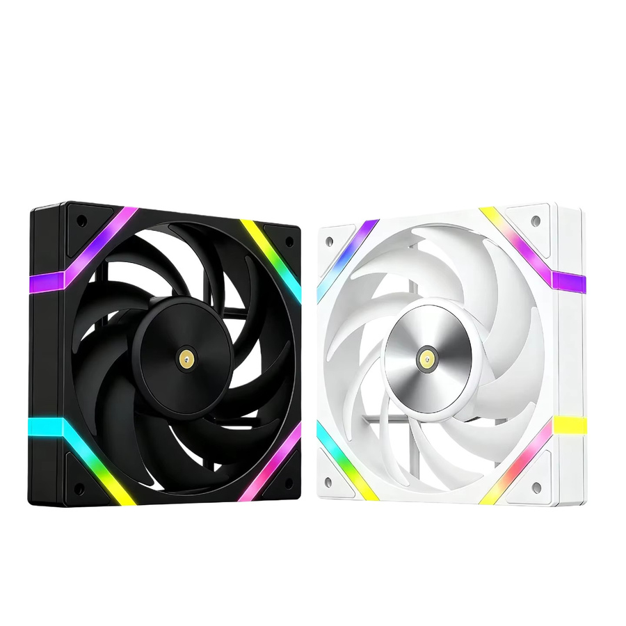 AuyiHomu ARGB PC-Gehäuselüfter mit FDB-Lager und RGB-Lichtstreifen, Schwarz, 120 mm - Bild 1
