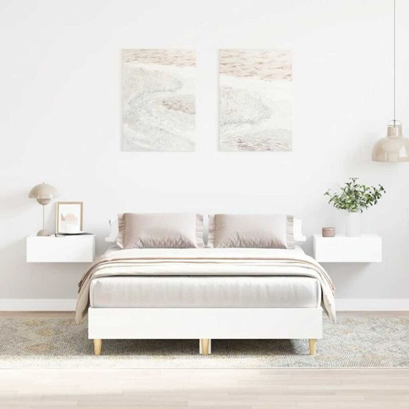 Vidaxl Bettgestell aus Holzwerkstoff und Eukalyptus in Weiß, B/T: 120 x 200 cm - Bild 1