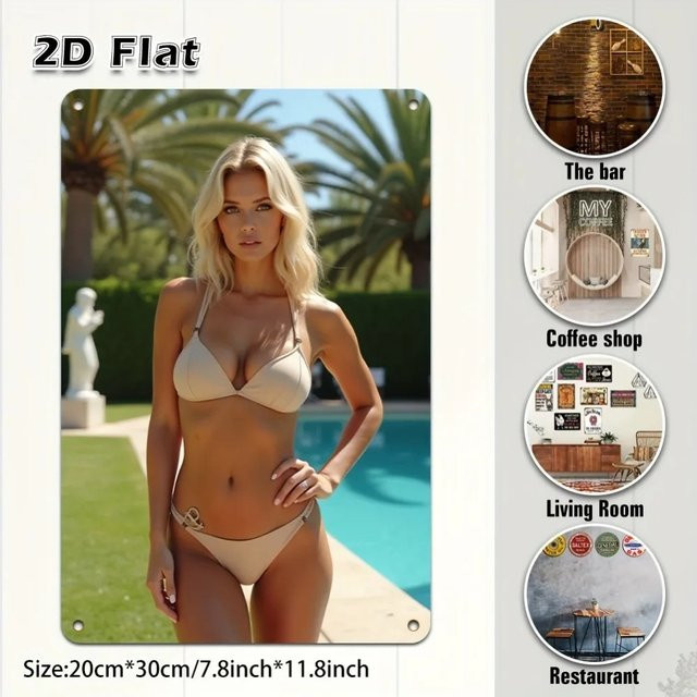 HELLOYOUNG Moderne 2D Bikini-Mädchen Wandkunst in Multicolour für deine Sommer-Heimdekoration - Bild 1