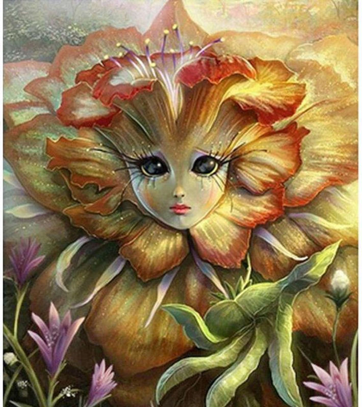 FIYO Diamond Painting Set Blumen Motiv in Querformat, Mehrfarbig, B: 30 cm x H: 20 cm - Bild 1