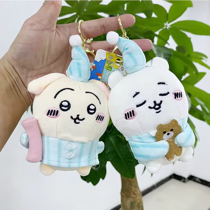 Bandai Goodnight Series Plüsch-Schlüsselanhänger Usagi Hachiware Pyjama Schlafendes Stofftier Taschenanhänger Kissen Bär Keks Kawaii Geschenk - Bild 2