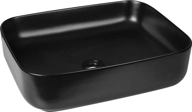 Kerra Aufsatzwaschbecken KR-384 aus Keramik in Schwarz Matt, rechteckig - Bild 1