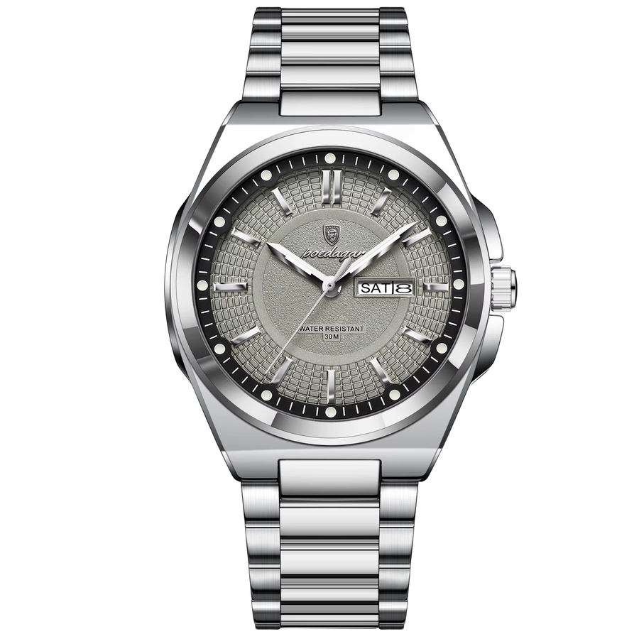 POEDAGAR Armbanduhr Edelstahl, Quarz, Silber, Herren - Bild 7