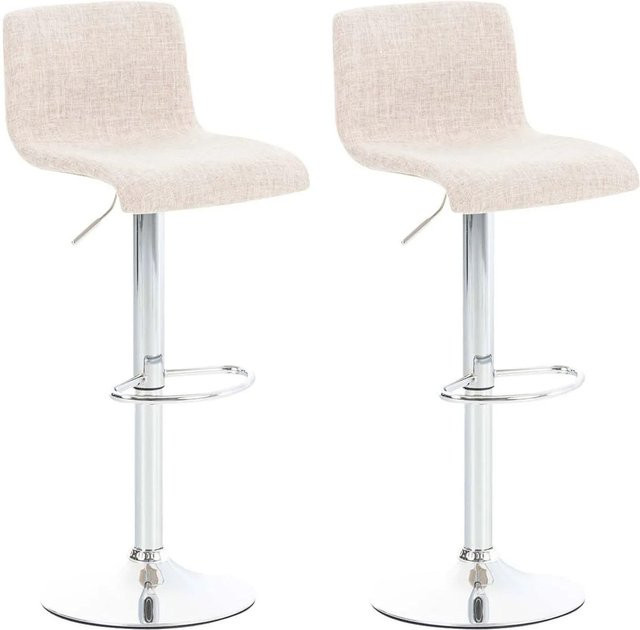 DELUKE Barhocker 2er Set BERLIN Tresenhocker mit Lehne in Creme, Stoff, 360 Grad drehbar - Bild 1
