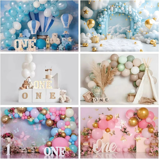 VIKAMA Partyhintergrund mit rosa und goldenen Ballons für Mädchen Geburtstage und Baby-Fotografie in Glamour-Optik - Bild 1
