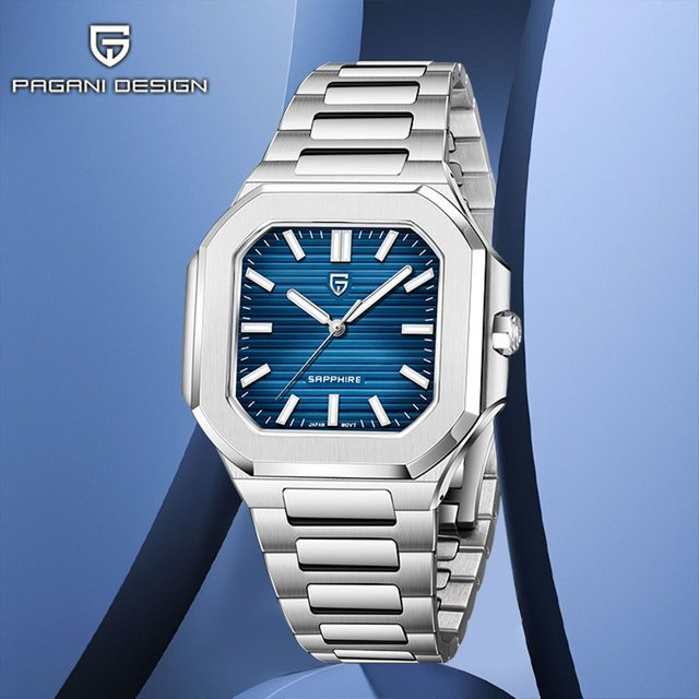 Pagani Design Armbanduhr, Quarz, Edelstahl, Eckig, Saphirglas, Herren - Bild 1
