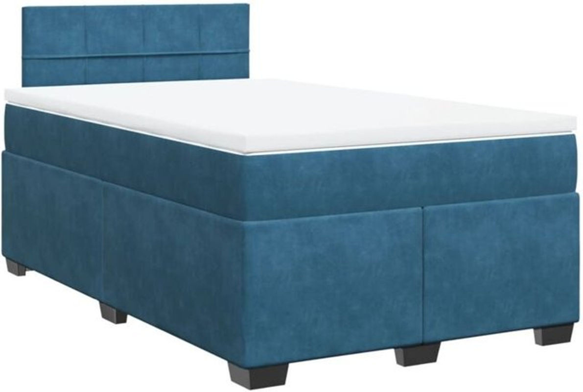 vidaxl Boxspringbett mit Matratze aus Samt in Blau, B/T/H: 120 x 200 x 100,5 cm - Bild 1