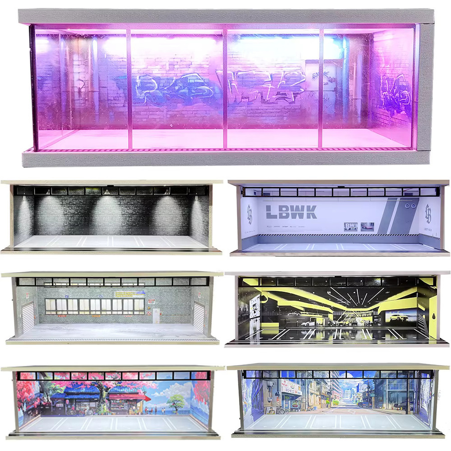 meiduoxing Auto-Ausstellungsgarage Diorama-Set, 1/64 Maßstab, USB-betrieben, LED-beleuchtet - Bild 2