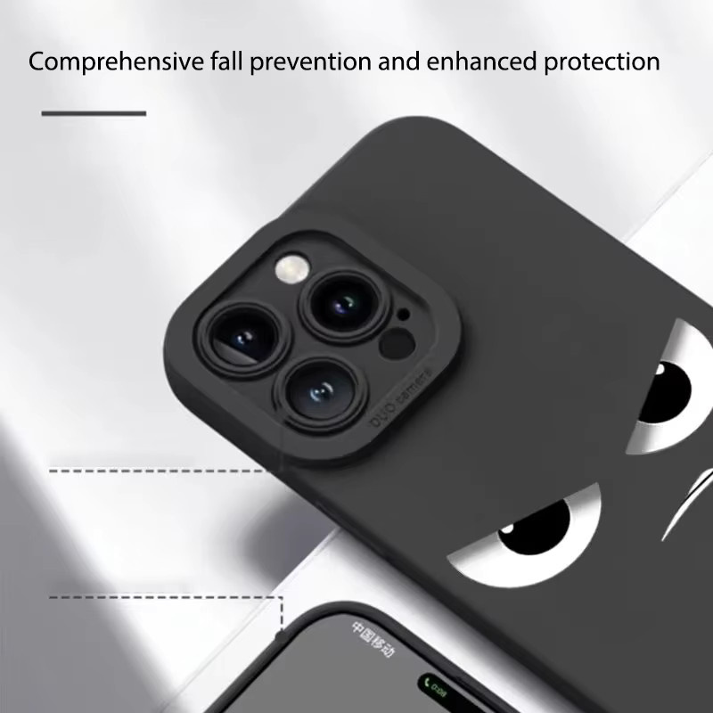 Stoßfeste Silikon Handyhülle mit lustigem Cartoon Angry Face Design für iPhone 15 14 13 12 11 Pro Max X XS XR 7 8 Plus in Schwarz - Bild 2