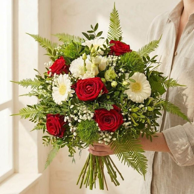 Blumenversand Edelweiß Blumenstrauß Rose Gerbera Mixed Multicolor zum Anniversary - Bild 1