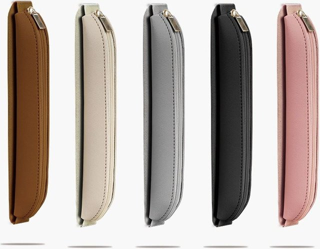 Tragbare Stiftehalter Tasche aus Kunstleder mit elastischem Gummiband in Braun - Bild 1