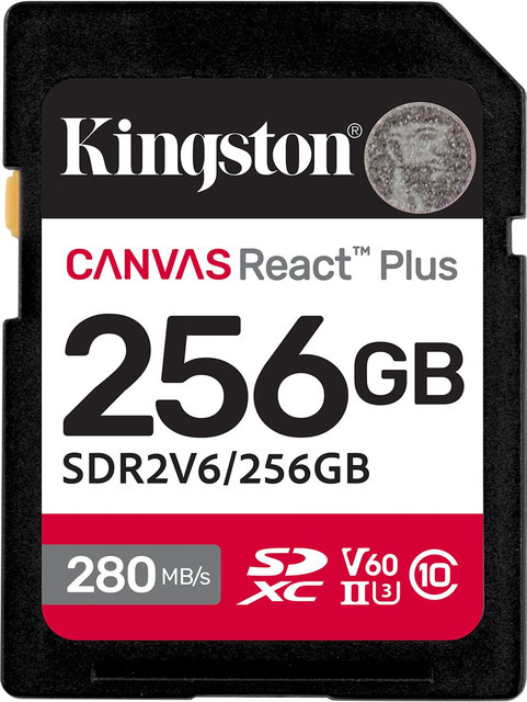 Kingston Canvas React Plus SDXC Speicherkarte, 256 GB, V60, Schwarz - Bild 1