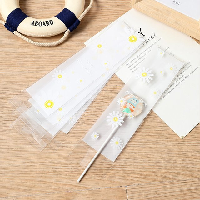 100 Stück transparente Gänseblümchen Süßigkeitstüten aus Kunststoff für Kekse und Backverpackungen - Bild 1