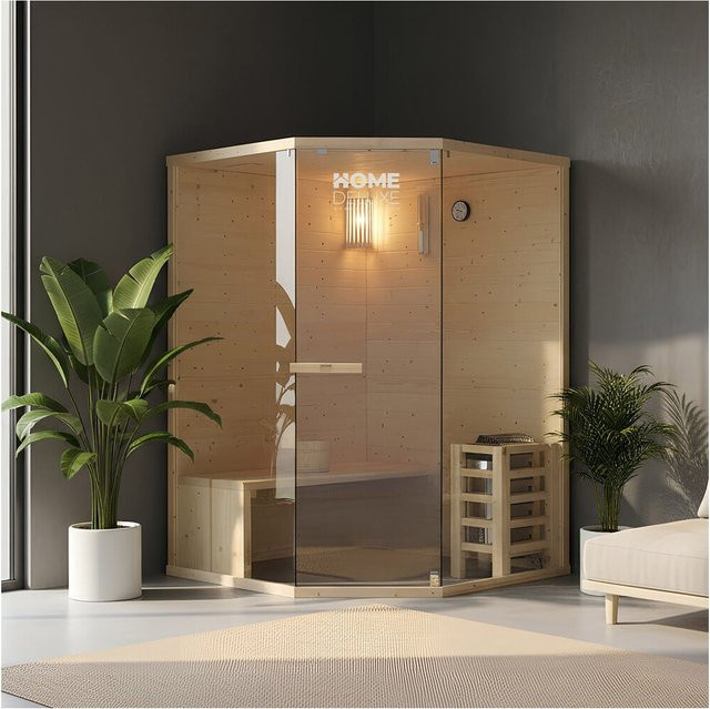 HOME DELUXE Traditionelle finnische Sauna ARUNA in Braun, B/T/H: 190 x 130 x 130 cm für 2-3 Personen - Bild 1