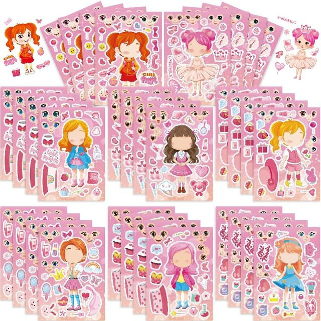 Prinzessin Mädchen Aufkleber, Puzzle Aufkleber, Bunt / Mehrfarbig - Bild 1