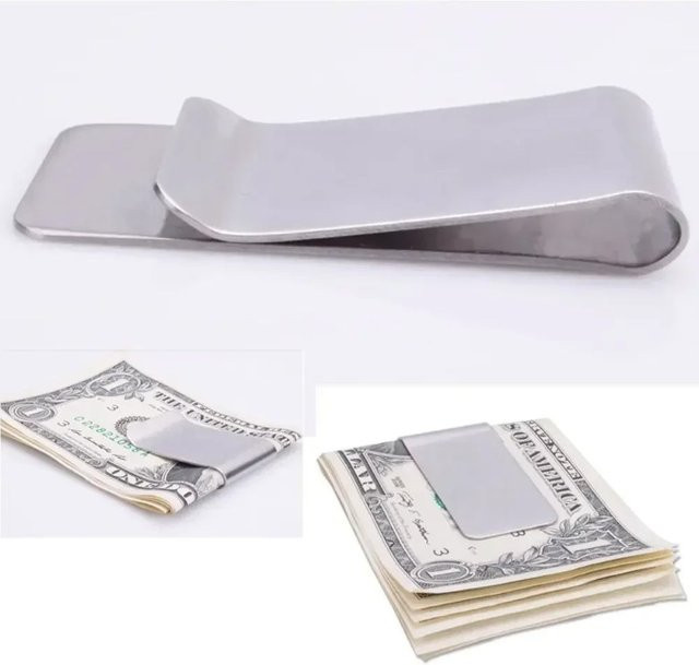 Multifunktionale Geldklammer aus Edelstahl in Silber für Banknoten, Tickets und Lesezeichen - Bild 1