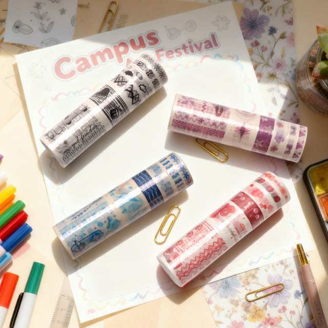 6 Rollen Washi Tape Set Mädchen Design in Multicolour für Scrapbooking und DIY Handwerk - Bild 1