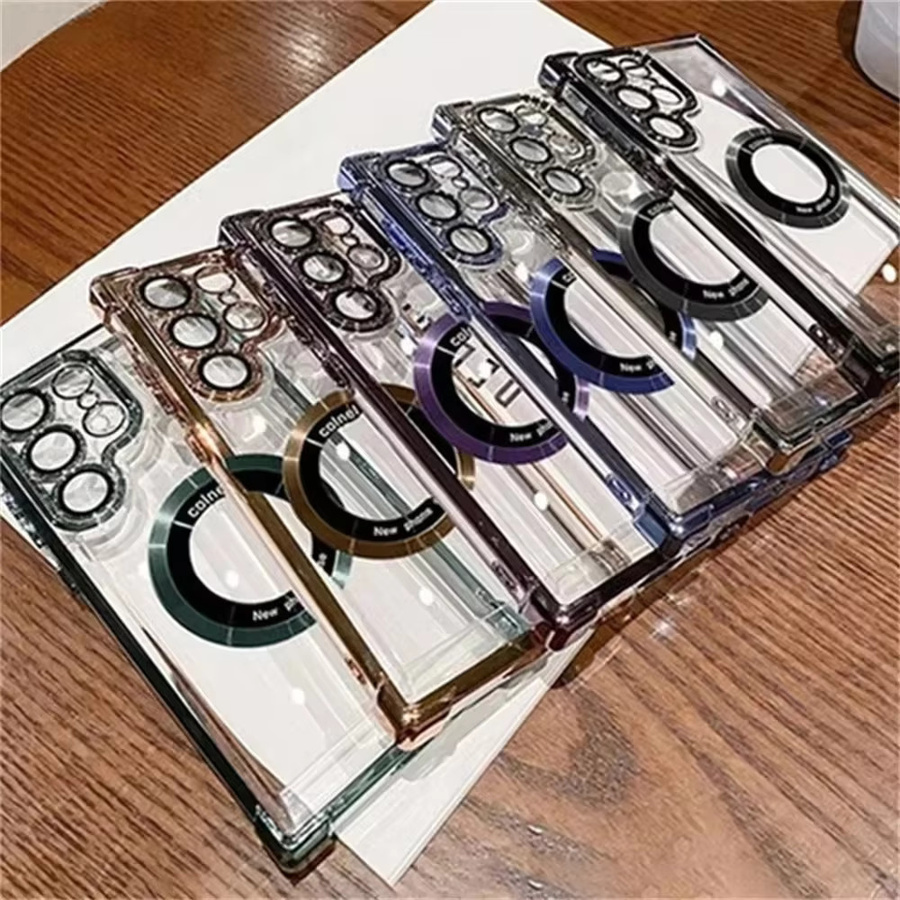 Stoßfeste magnetische Silikon-Schutzhülle mit MagSafe für Samsung Galaxy S25 Plus, S24 FE, S23 Ultra und S23 FE Plus 5G, transparent oder blau - Bild 5