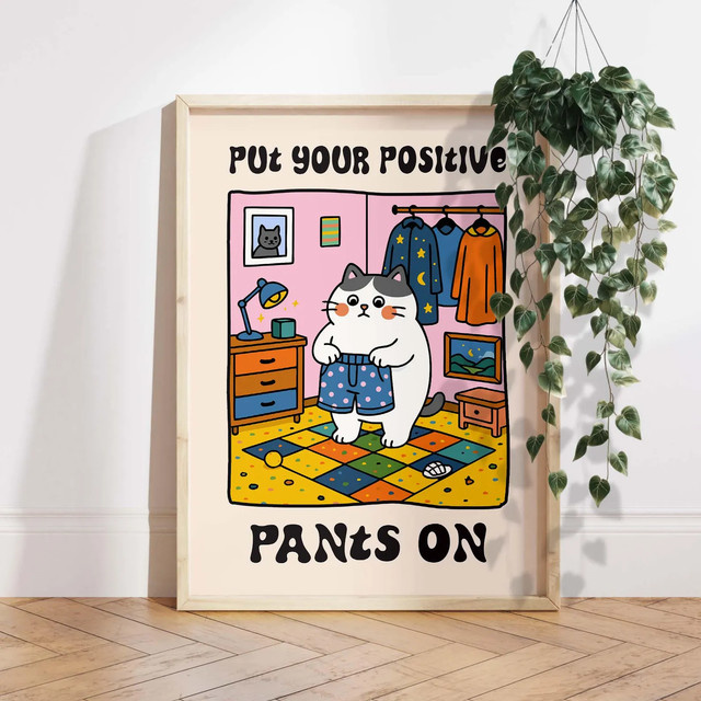 Motivierendes Kawaii Katzen-Poster von SHENCHEN in Multicolor als Wandkunst im Portraitformat - Bild 1