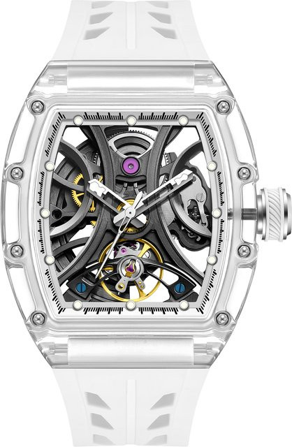 Daniel Gorman Automatikuhr, Tonneau, Edelstahl, Silikonarmband, Schwarz, Herren - Bild 1