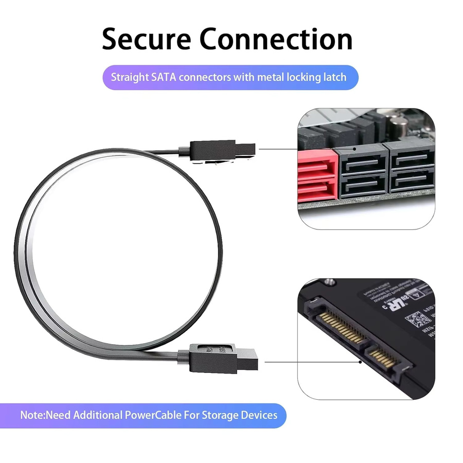 Congdi SATA III Datenkabel für SSD und HDD mit 6 Gbit/s in Schwarz - Bild 3
