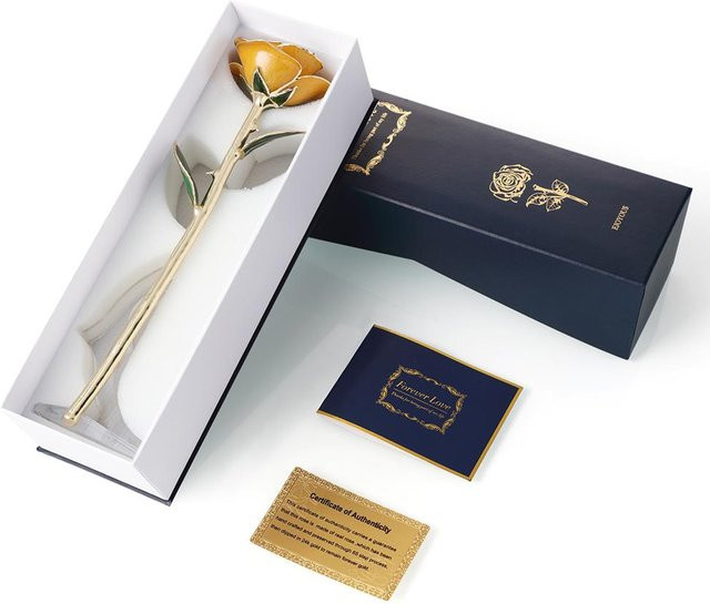 Ejoyous 24K Gold Rose mit Rosenständer in Roségold und Grau - Bild 1