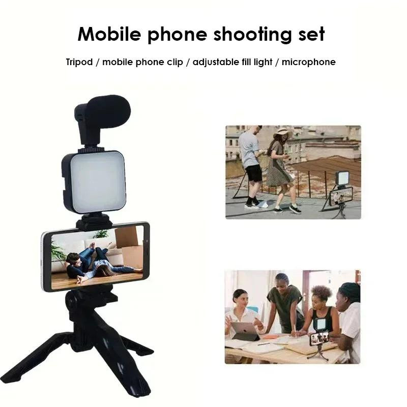 Freedom Outdoors Mobiles Stativ-Set mit Mikrofon, LED-Fülllicht und Smartphone-Halterung in Schwarz - Bild 2
