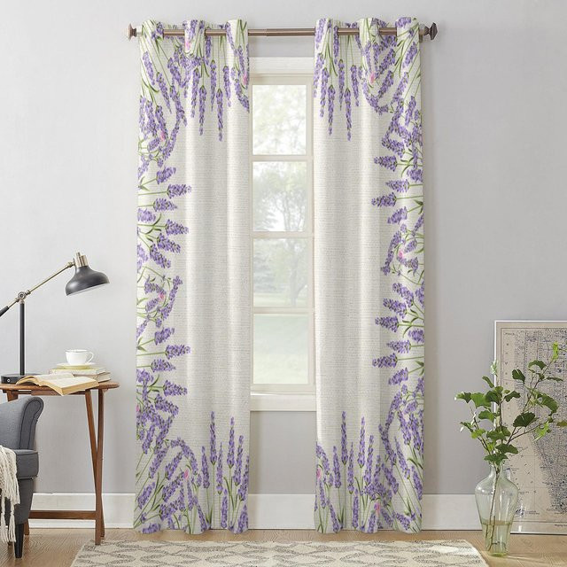 Super Six Vorhang Lavendel aus Baumwolle und Polyester, halbtransparentes Fensterdesign für Wohnzimmer und Küche, Breite: 135 cm, Höhe: 185 cm - Bild 1