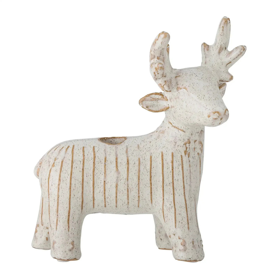 Bloomingville Kerzenhalter Elefant aus Steingut in Weiß, Höhe: 19 cm - Bild 1