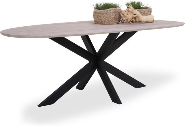 Esstisch SANSIBAR STAVANGER aus Eiche massiv in Weiß und Schwarz, modern, B/T/H: 260 x 100 x 76 cm - Bild 1