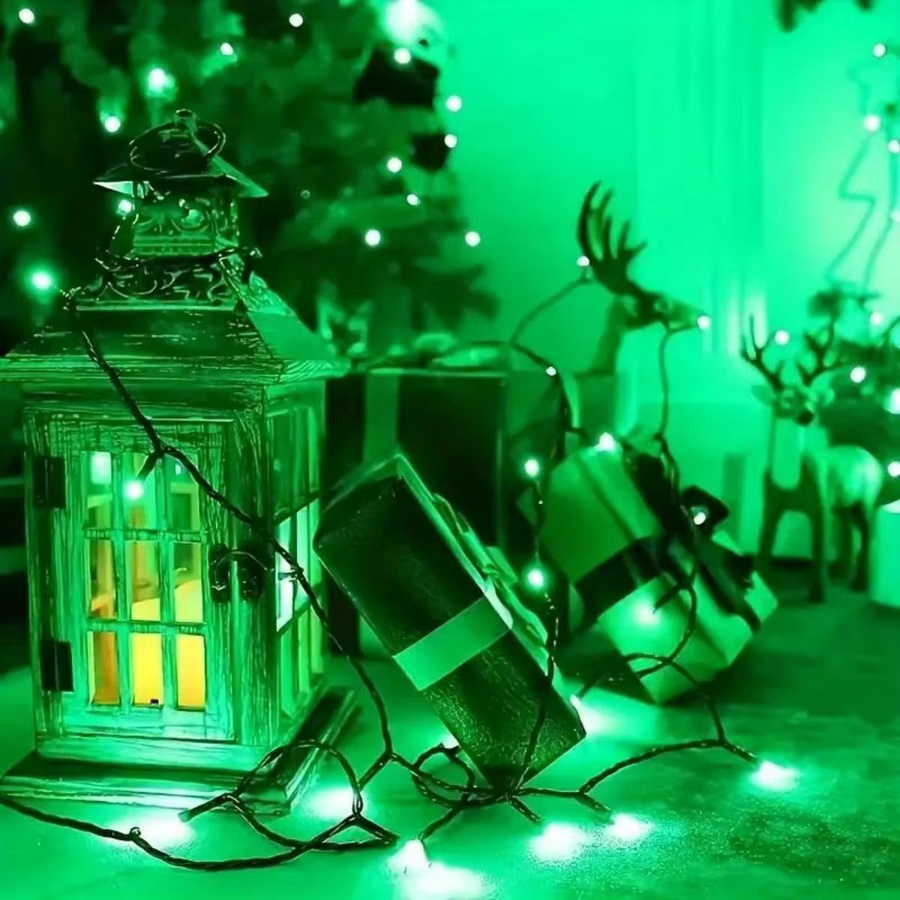 Solarbetriebene LED Lichterkette in Grün mit 8 Beleuchtungsmodi, wasserfeste Außendekoration für Garten, Party und Halloween - Bild 2