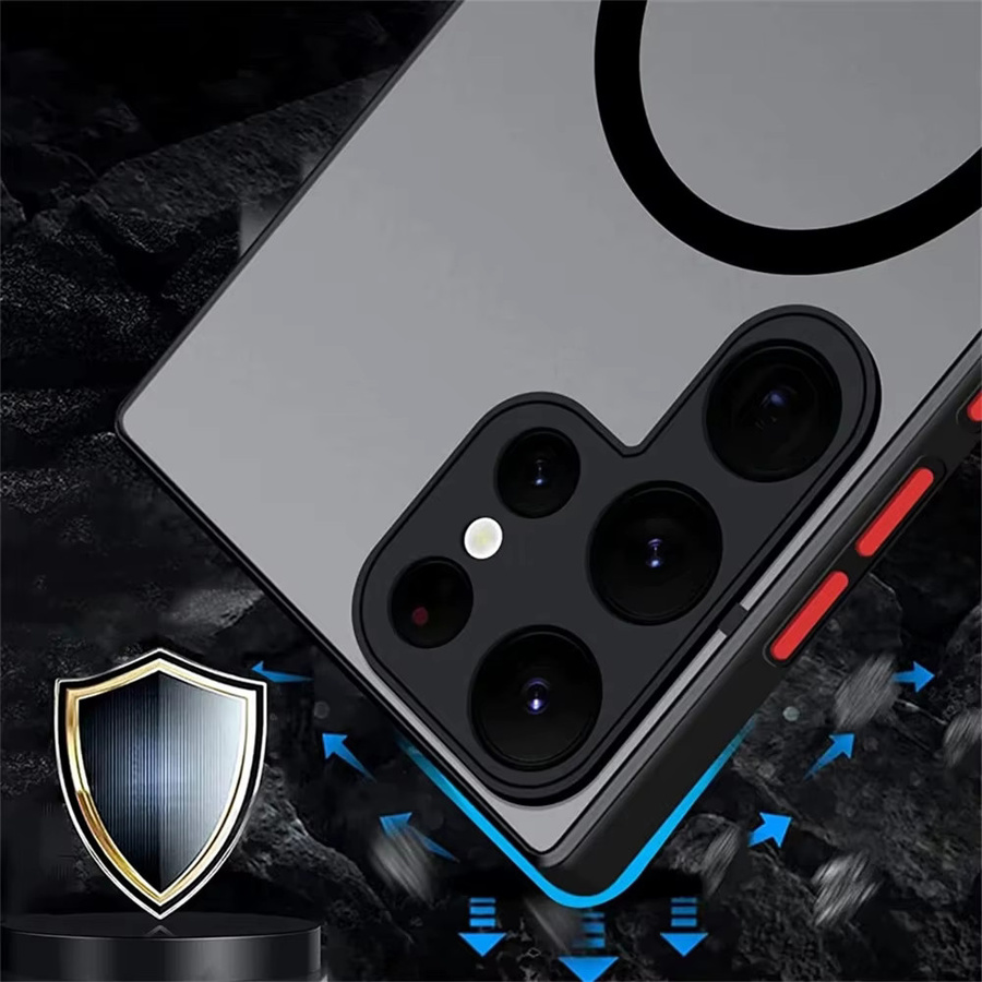 Stoßfeste magnetische Schutzhülle für Samsung Galaxy S25 S24 S23 S22 Ultra S21 Plus und Note 20 Ultra mit MagSafe Kompatibilität in Schwarz Matt - Bild 5