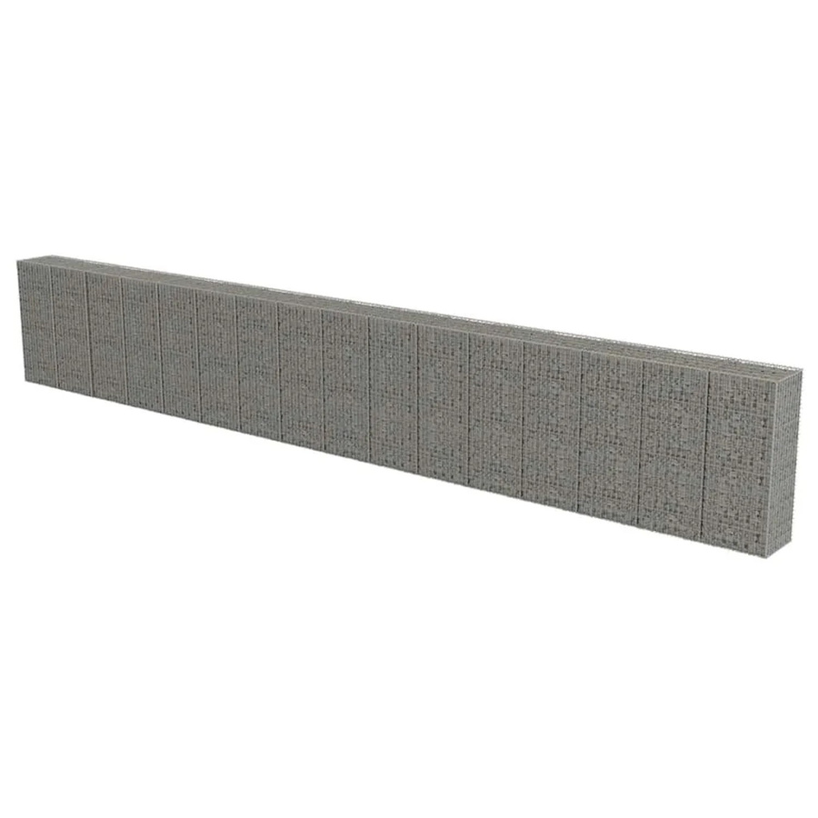 vidaXL Gabionenwand mit Abdeckung aus verzinktem Stahl in Silber und Grau, B/T/H: 900 x 50 x 150 cm - Bild 2