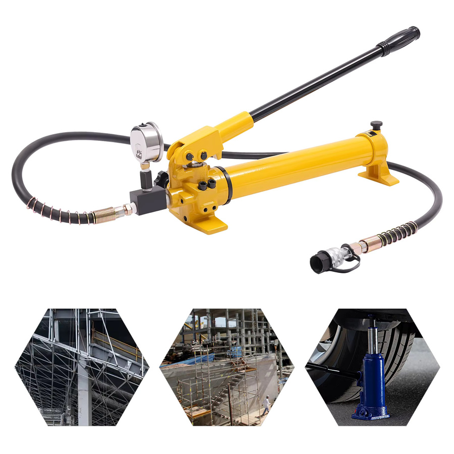 Bymaocar Manuelle hydraulische Handpumpe mit Manometer in Gelb mit 700 bar - Bild 6