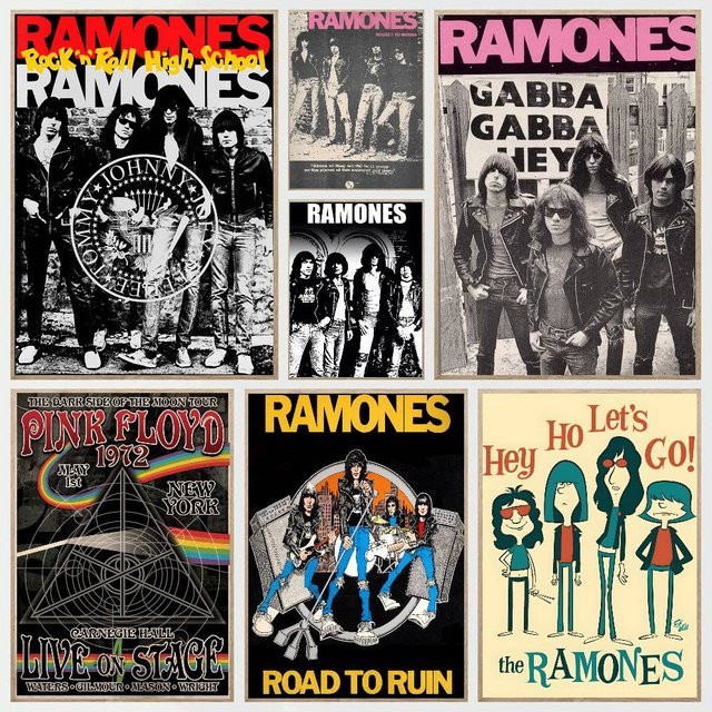 MINISO Ramones Poster Aufkleber Retro Wandkunst Motiv Zu Ruin Mehrfarbig - Bild 1