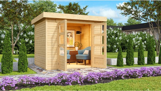 Karibu Gartenhaus Calabar 3 Set naturbelassen inklusive Boden und Dachfolie - Bild 1