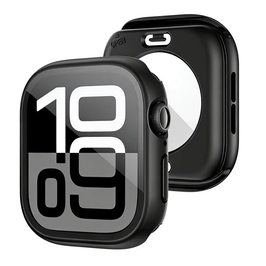 Apple Watch Hülle, Vollbildschutz aus gehärtetem Glas, PC-Rückseite, Schwarz - Bild 6
