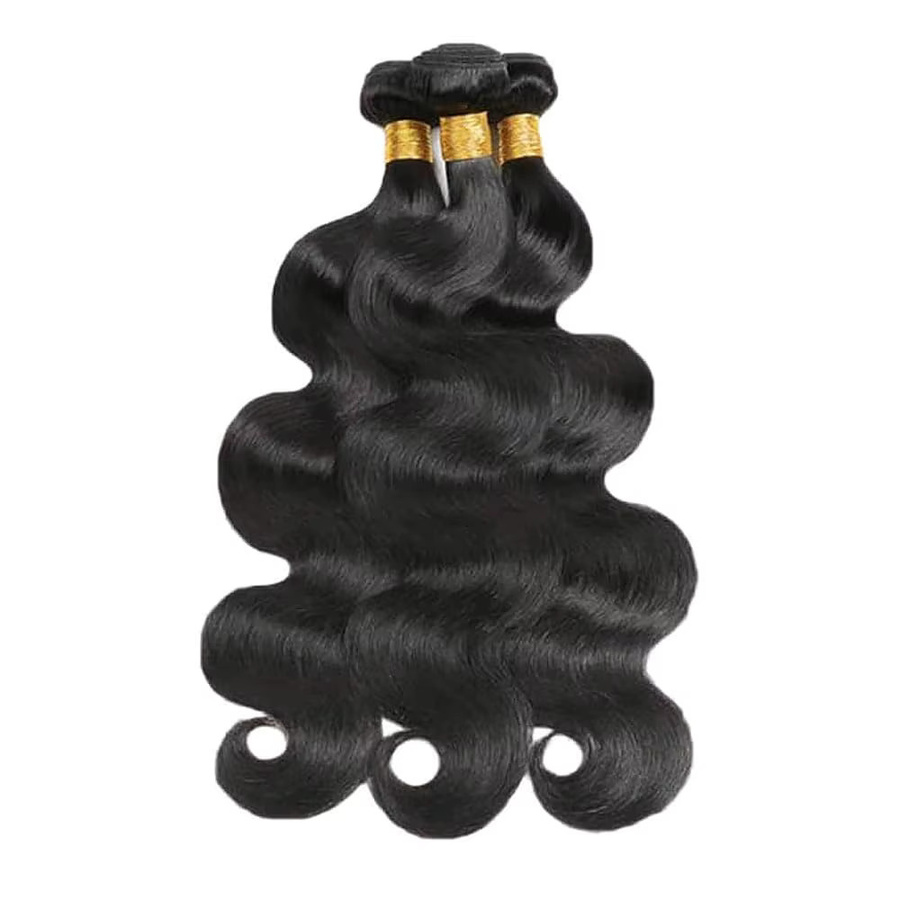 QZOQZO Body Wave Echthaar-Bündel, Natur Schwarz, 3 Stück, Unbehandeltes Jungfrauenhaar - Bild 2