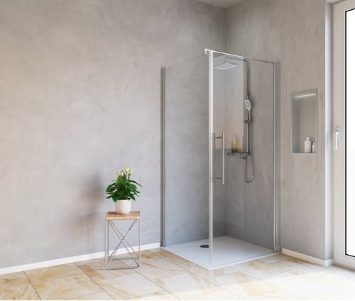 WELLWATER Duschkabine Sirius Drehtür mit Seitenwand, Glas, silberfarben, B: 90 cm, H: 190 cm - Bild 1