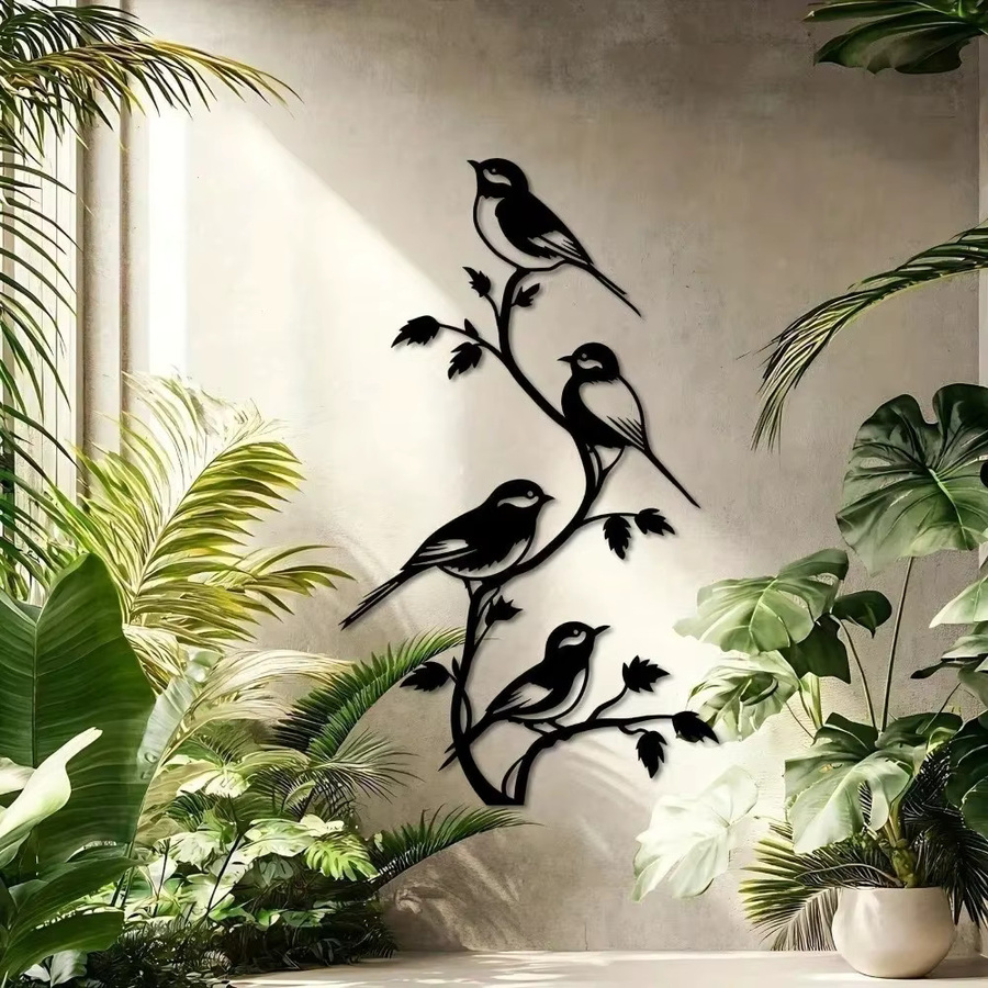 CIFBUY Vintage Metall-Wandkunst in Schwarz als abstrakte Tier-Skulptur mit Vogelmotiven - Bild 4
